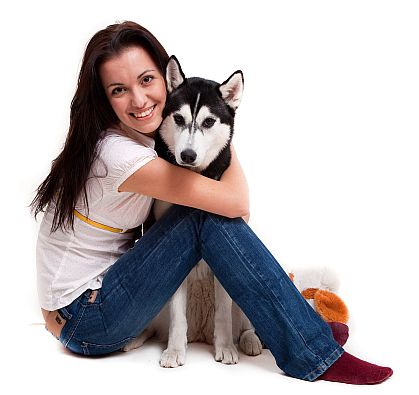 Lady with husky dog