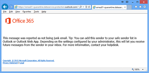 screenshot - spam report as not junk option