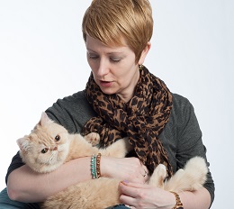 Dawn and Trebek the cat 
