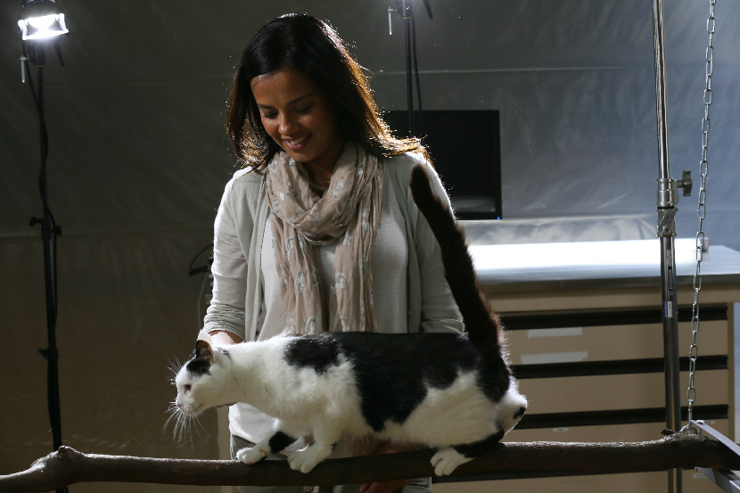 Liz Bonin with a cat