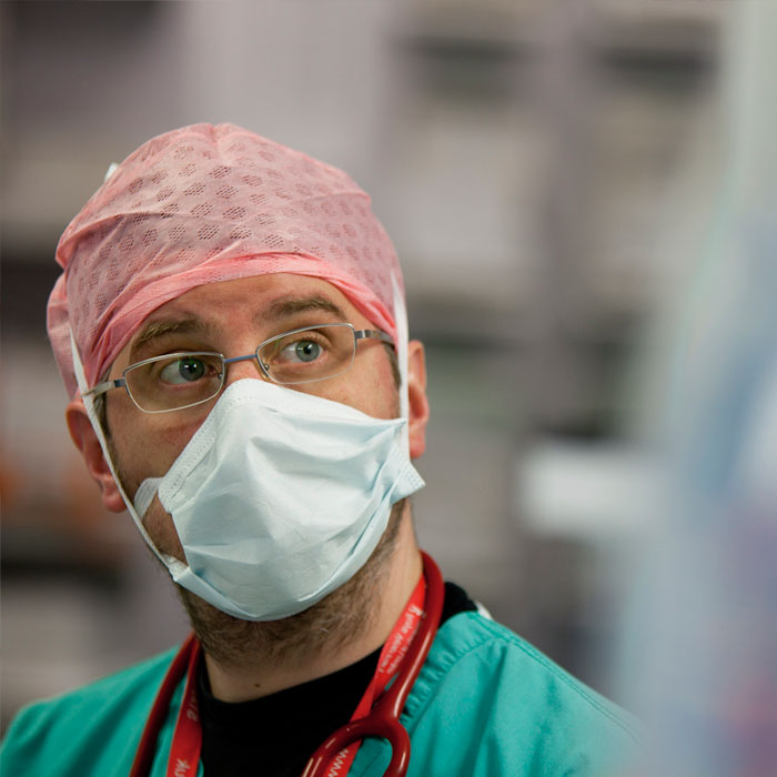 Vet in scrubs