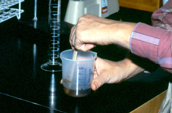 stirring contents of beaker
